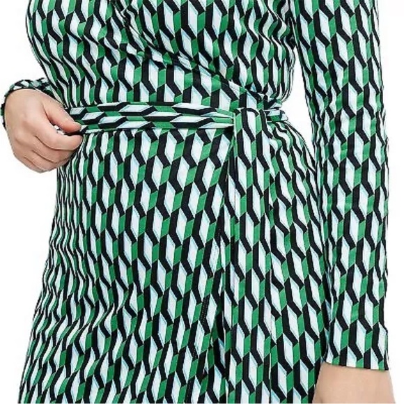 Women's Long Sleeve Midi Arrow Geo Green‎ Wrap Dress - DVF x Target NWT - Picture 3 of 7